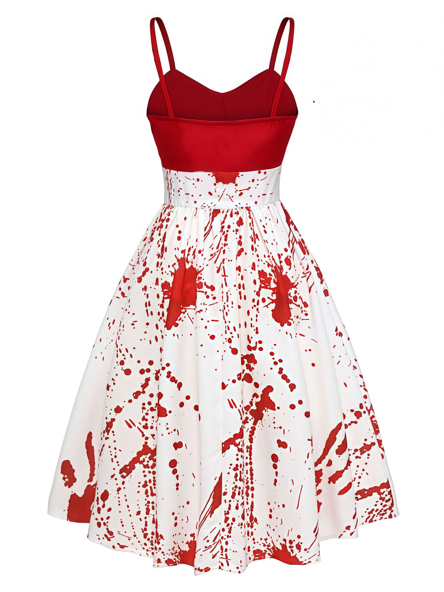 Women Halloween Bloody Dress Red And White High Waist Mini Cosplay Costume